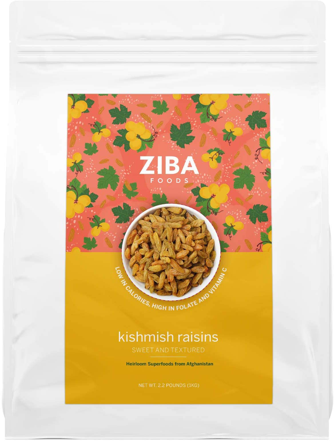 ZibaFoods Kishmish Raisins | Non-GMO, Vegan, Whole 30 Friendly & Paleo | Superfood Naturally High in Fiber, Iron and Immune Boosting Antioxidants, 2.2 lbs