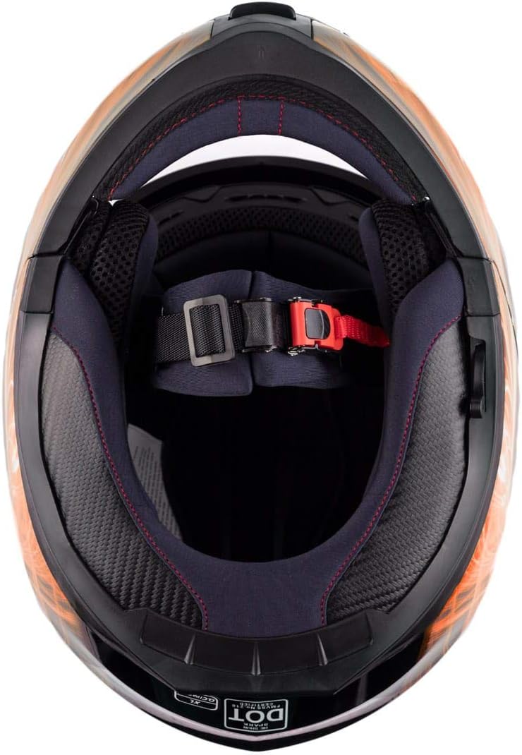 Typhoon TH158 Adult Modular Motorcycle Helmet DOT Dual Visor Full Face Flip-up - Orange Medium : Automotive