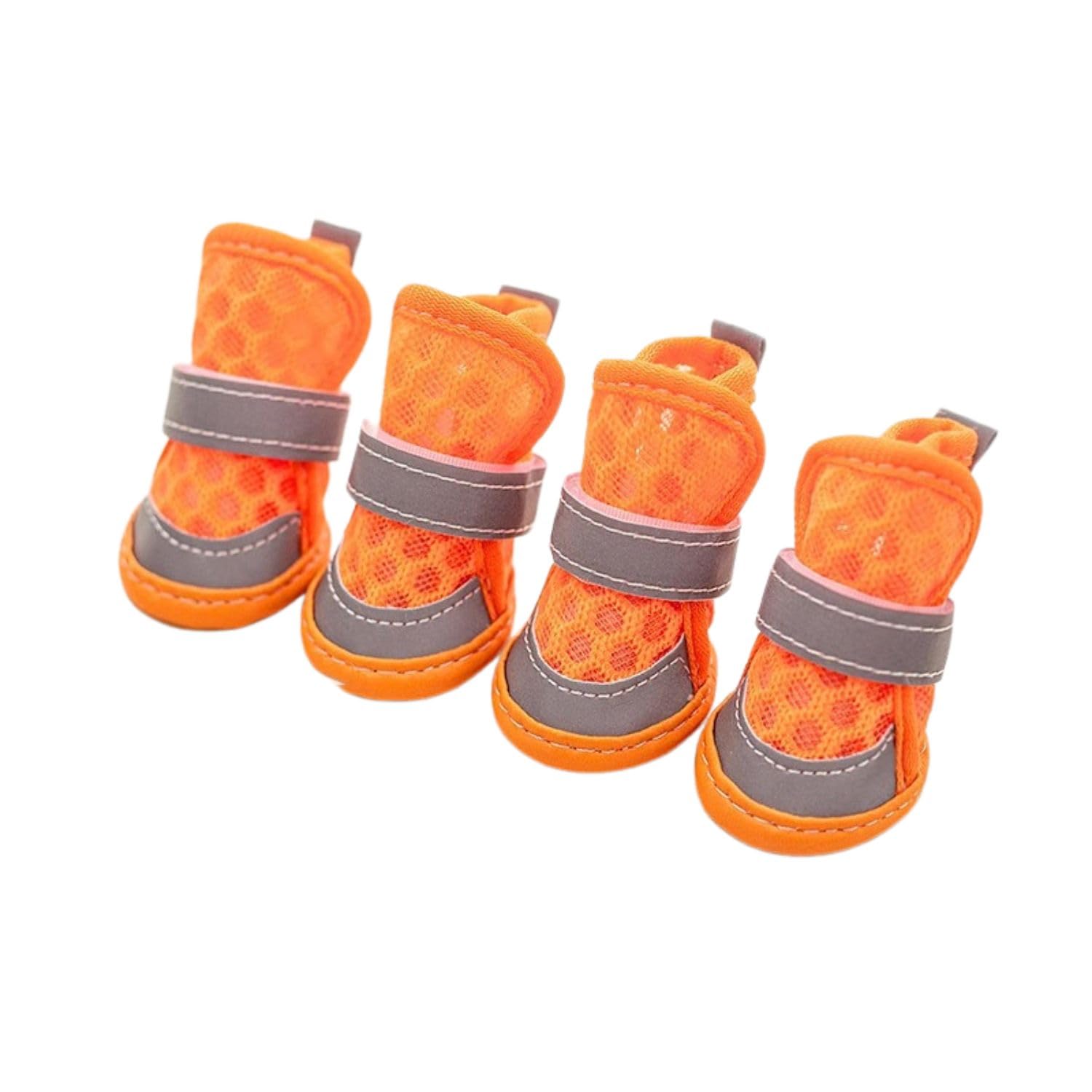 MeiAOBest Dog Summer Mesh Shoes,Breathable Reflective Dog Non-Slip Boots Pet Paw Protection Cover Anti-Licking Walking Footwear for Small Medium Dogs_4#(Orange)