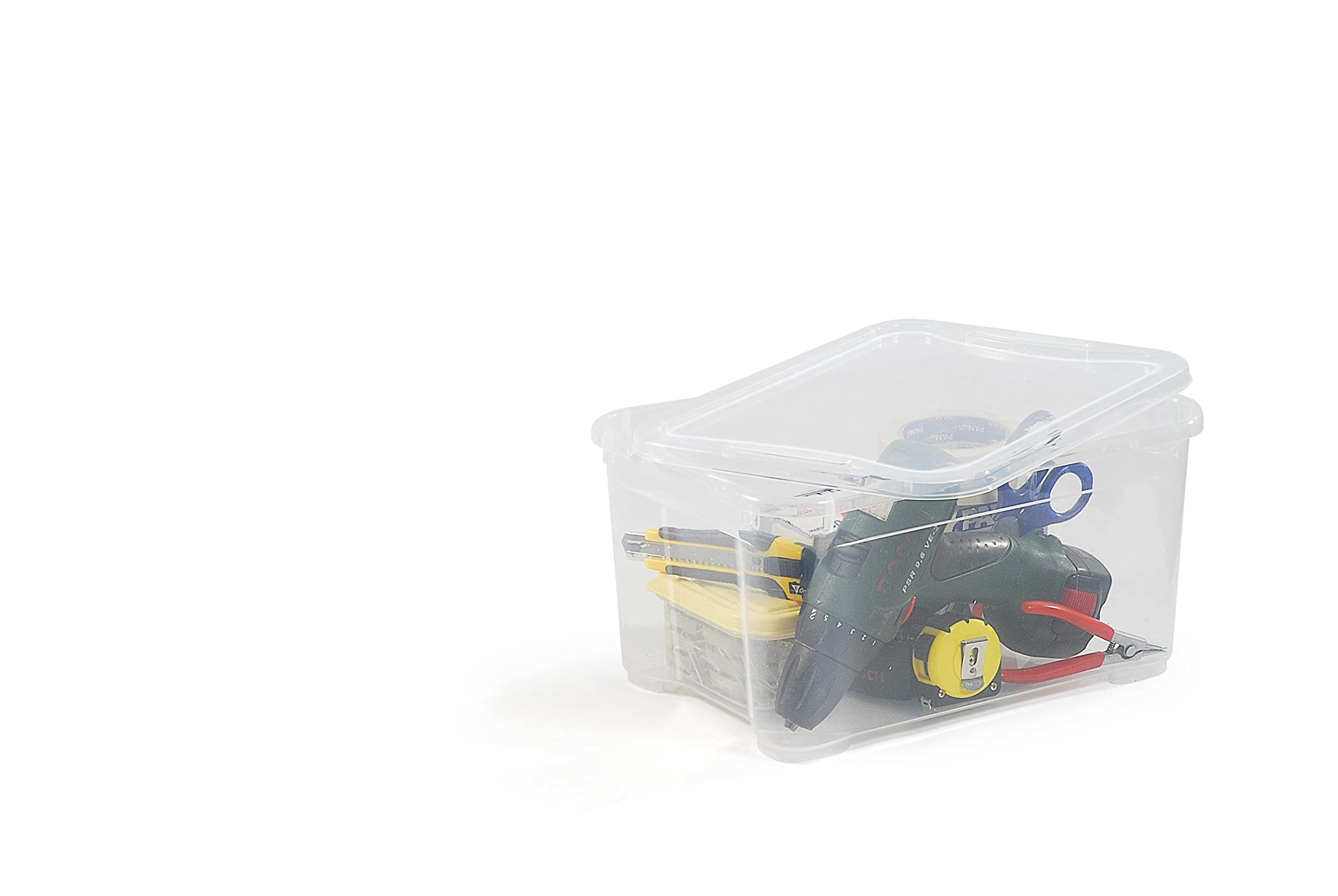 Keter Set di 5 Contenitori in Plastica con Coperchio T Box XS, Trasparenti, Ideali per Vestiti, Scarpe e come Portaoggetti, Adatti per Armadi e Garage, 14 L, 38x26x19H cm