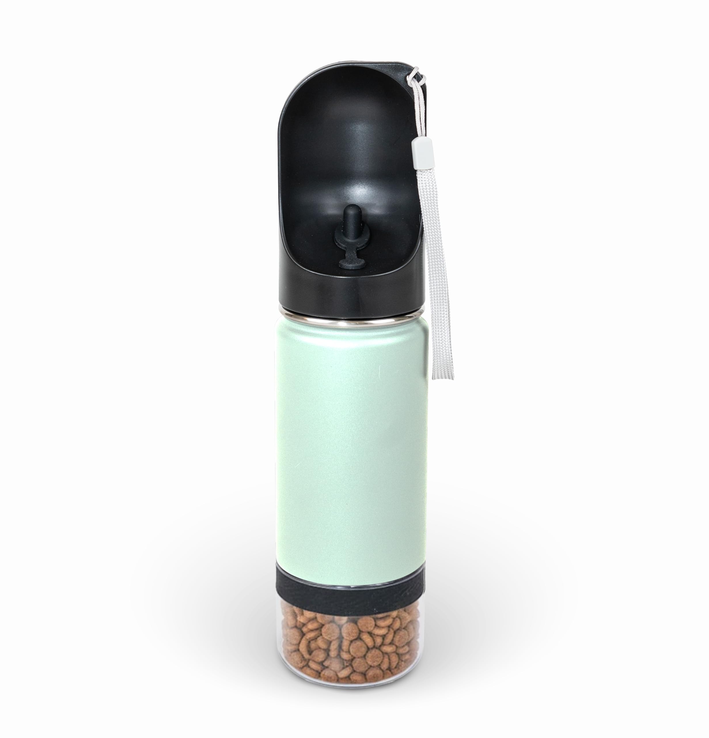 Mon Chateau Borraccia portatile per cani da 400 ml, con contenitore per snack da 113,4 g, corpo in acciaio inox a doppia parete, a prova di perdite, lavabile in lavastoviglie, bottiglia da viaggio per