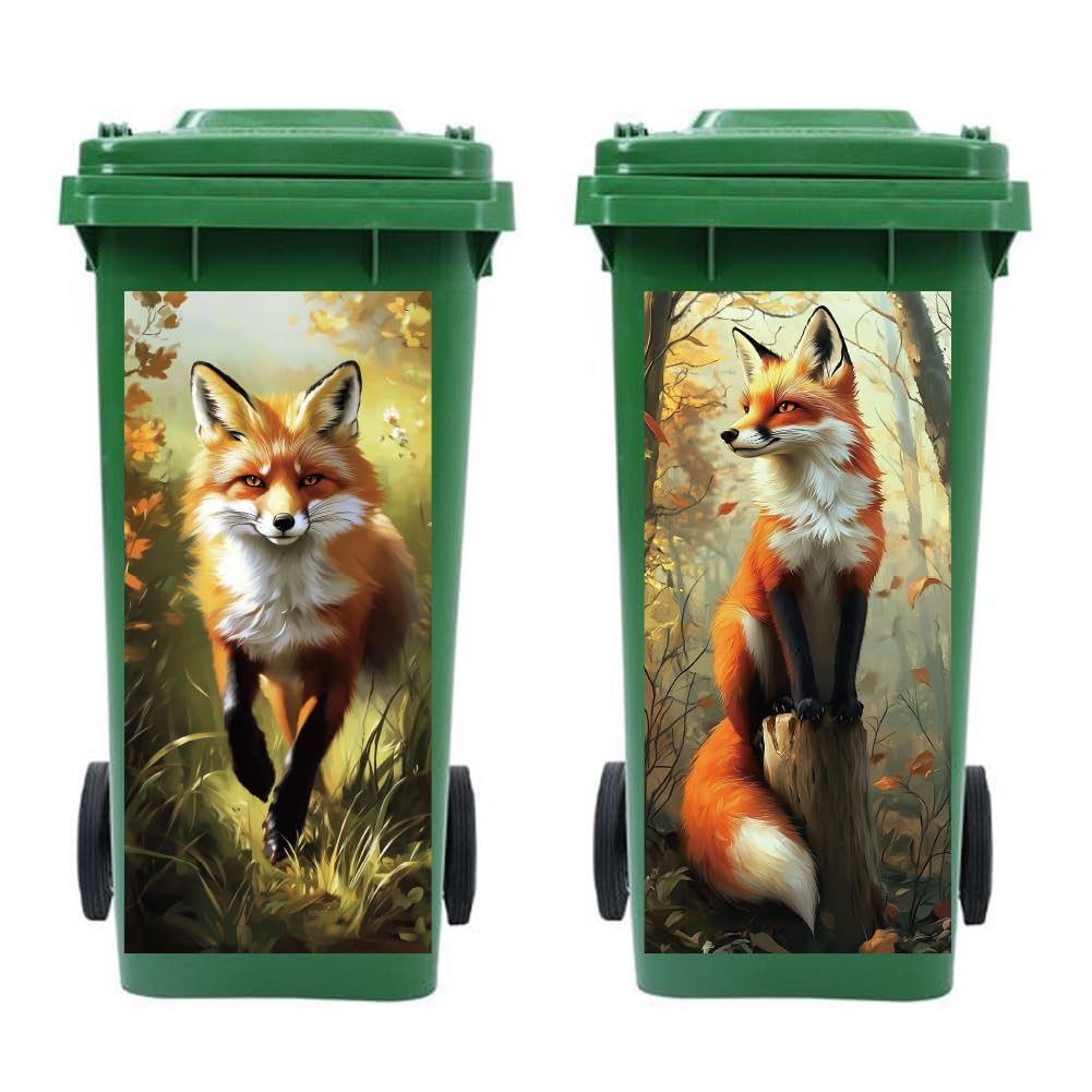 Peacoblue Fox Trash Can Sticker, Waterproof Wheelie Bin Decal — image 1