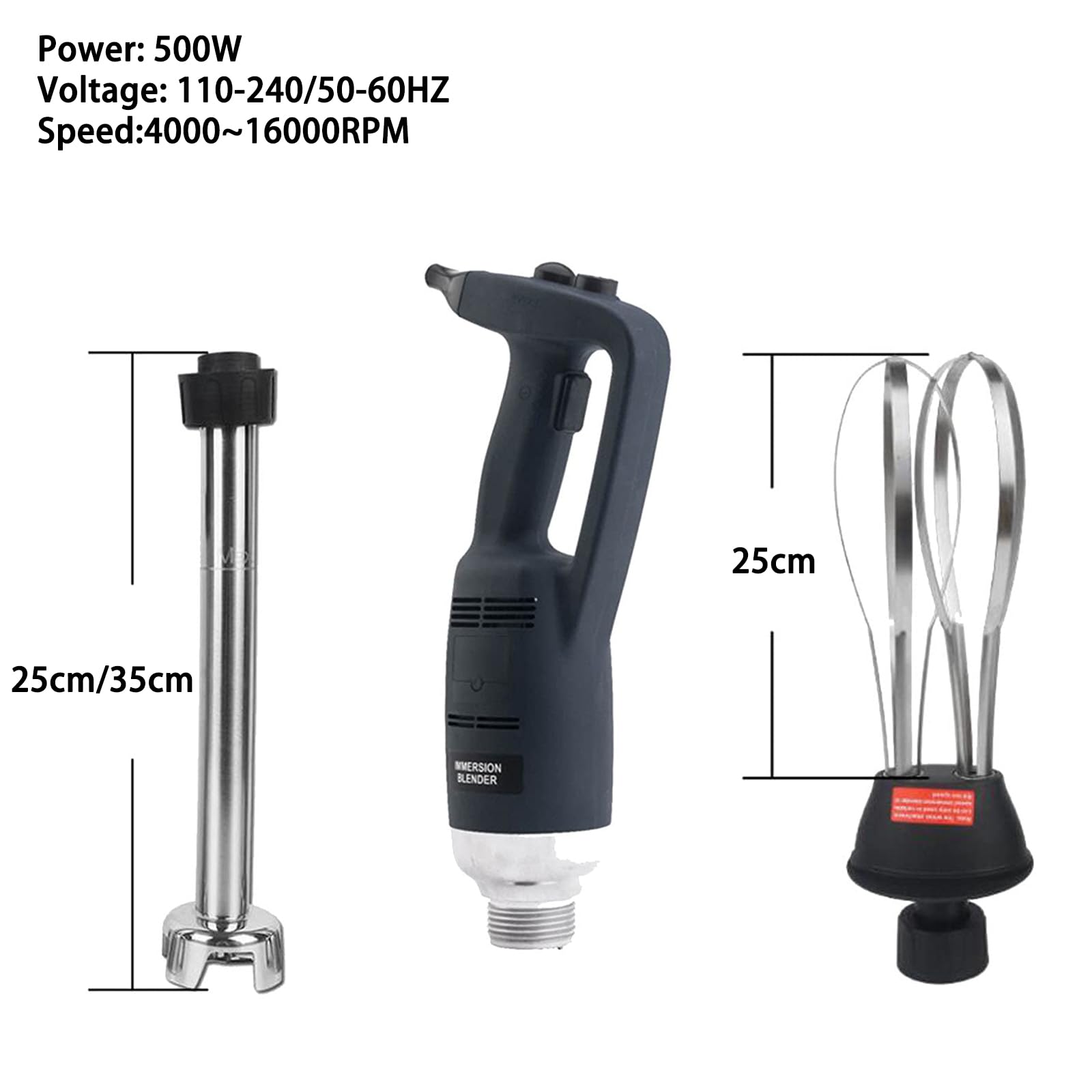 Hand Blender Stick Immersion Mixer, Frullatore a Immersione Professionale con Controllo Continuo della velocità, Funzionamento a Un Pulsante, Frullatore Elettrico per P 35cm Whisk + 25cm Mixing Blade