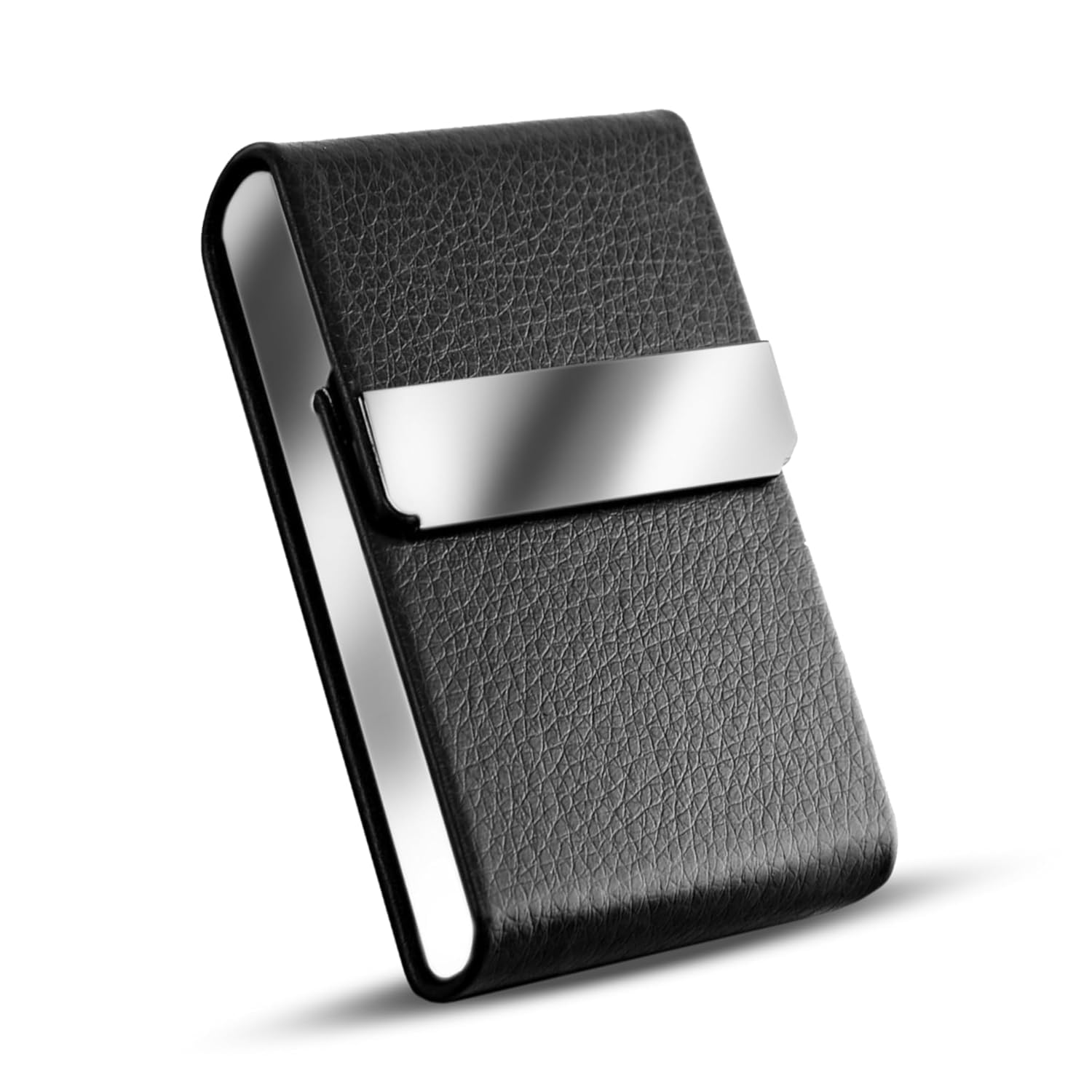 PU Leather & Metal RFID Blocking Business Card Holder – Slim Credit Card Wallet for Men & Women – Stylish Visiting Card Case Ideal Gift for Loved Once (S Black)-image-29