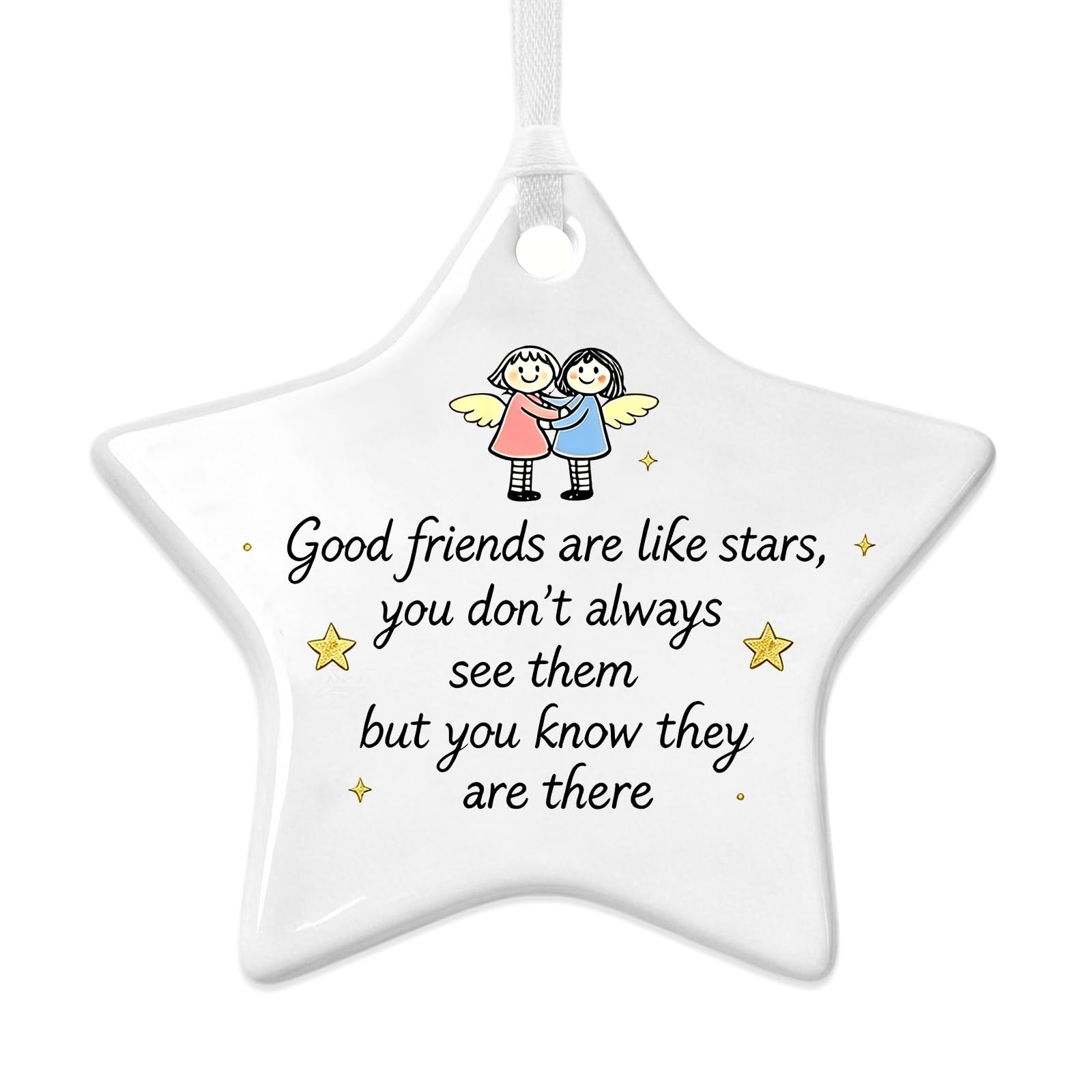 Friendship Gifts for Women, Hanging Star Ceramic White, Best Friend Birthday Gifts for Women, Friends Gift, Bestie, Teachers, Colleagues, Nurses, Trees, Walls or Doors โ image 1