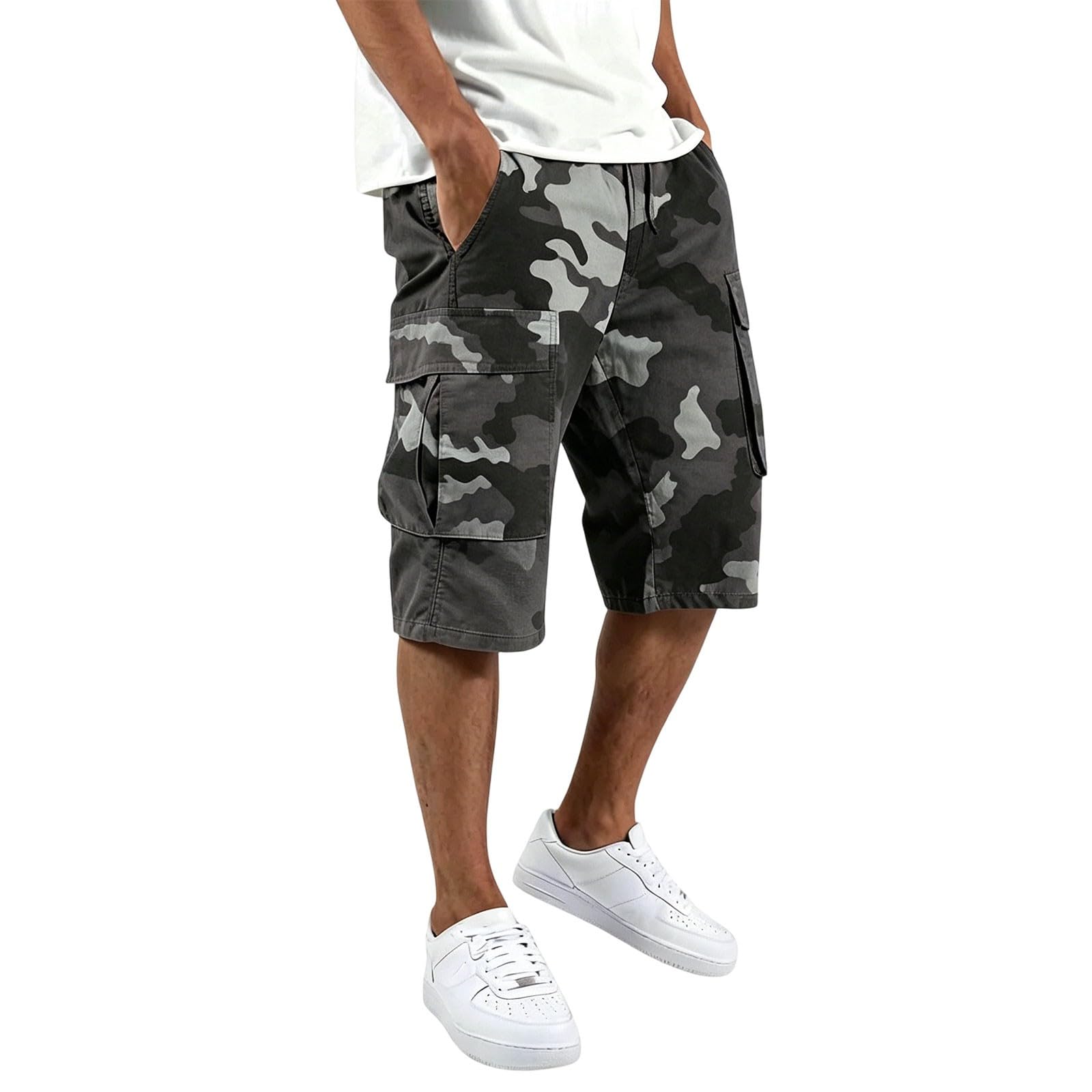 Short de travail pour homme, motif camouflage, hip-hop, surdimensionné