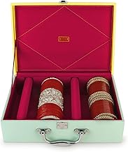 LEDO Bangle Box Organizer Holder Case for Women in PU Leather with 4 Rods in Light Gray color