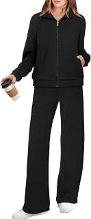 Women's 2-Piece Lounge Tracksuit with Full Zip Jacket and Wide Leg Pants