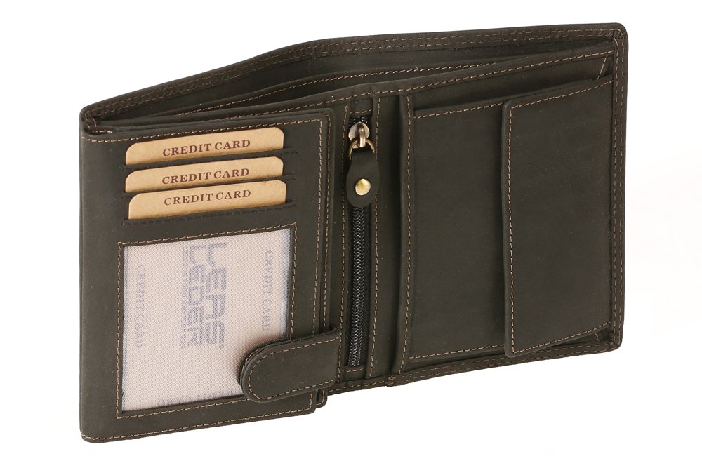 LEAS MCL Mens Wallet, Genuine Leather, Black - ''LEAS Basic-Vintage-Collection''
