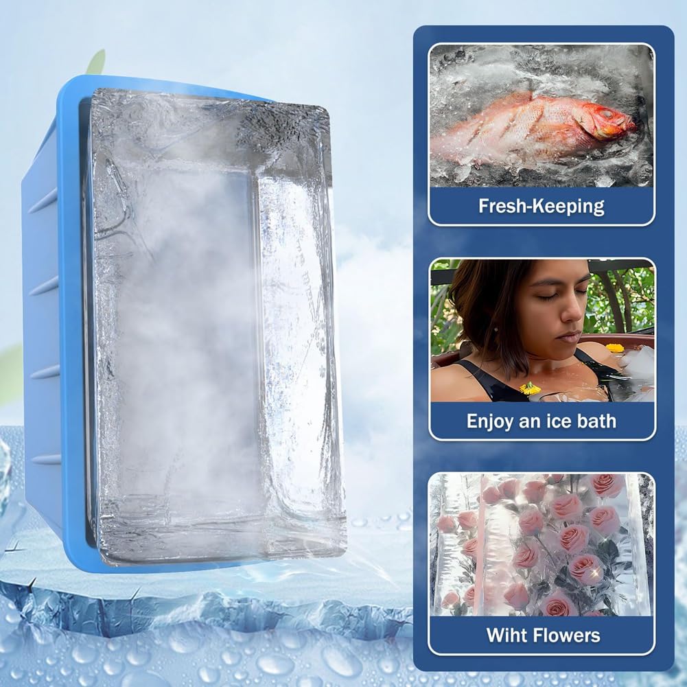 Extra Große Eiswürfelformen, 4 Stück, Silikon-Eisblockformen für Eistauchbecken, Wiederverwendbare Eiswürfelformen für Den Gefrierschrank, Blau