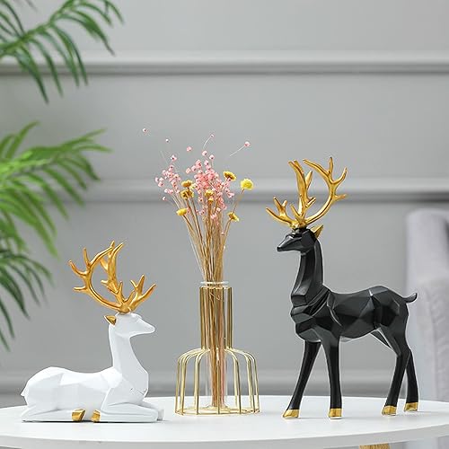 Miniatura 6 de 2 piezas de figuras de reno de Navidad de estilo nórdico europeo, estatua de ciervo, chimenea, ventana, escritorio, dormitorio, estante para