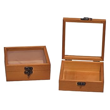 ハンドメイド 木製 ガラス蓋付きBOX ディスプレイ小物 什器 Amazon.co.jp: Felimoa 木箱 ディスプレイケース ガラス蓋付き