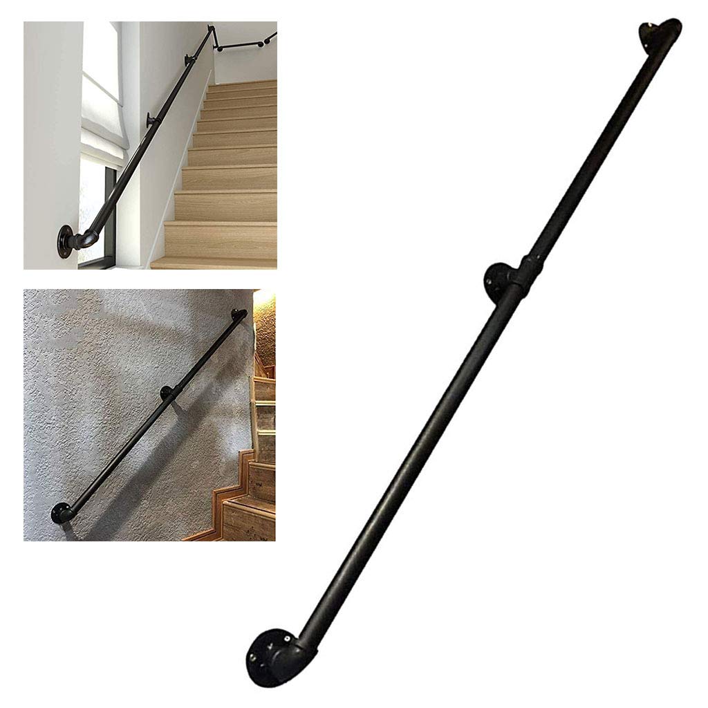 Main courante d'escalier en tuyau noir pour rampe intérieure
