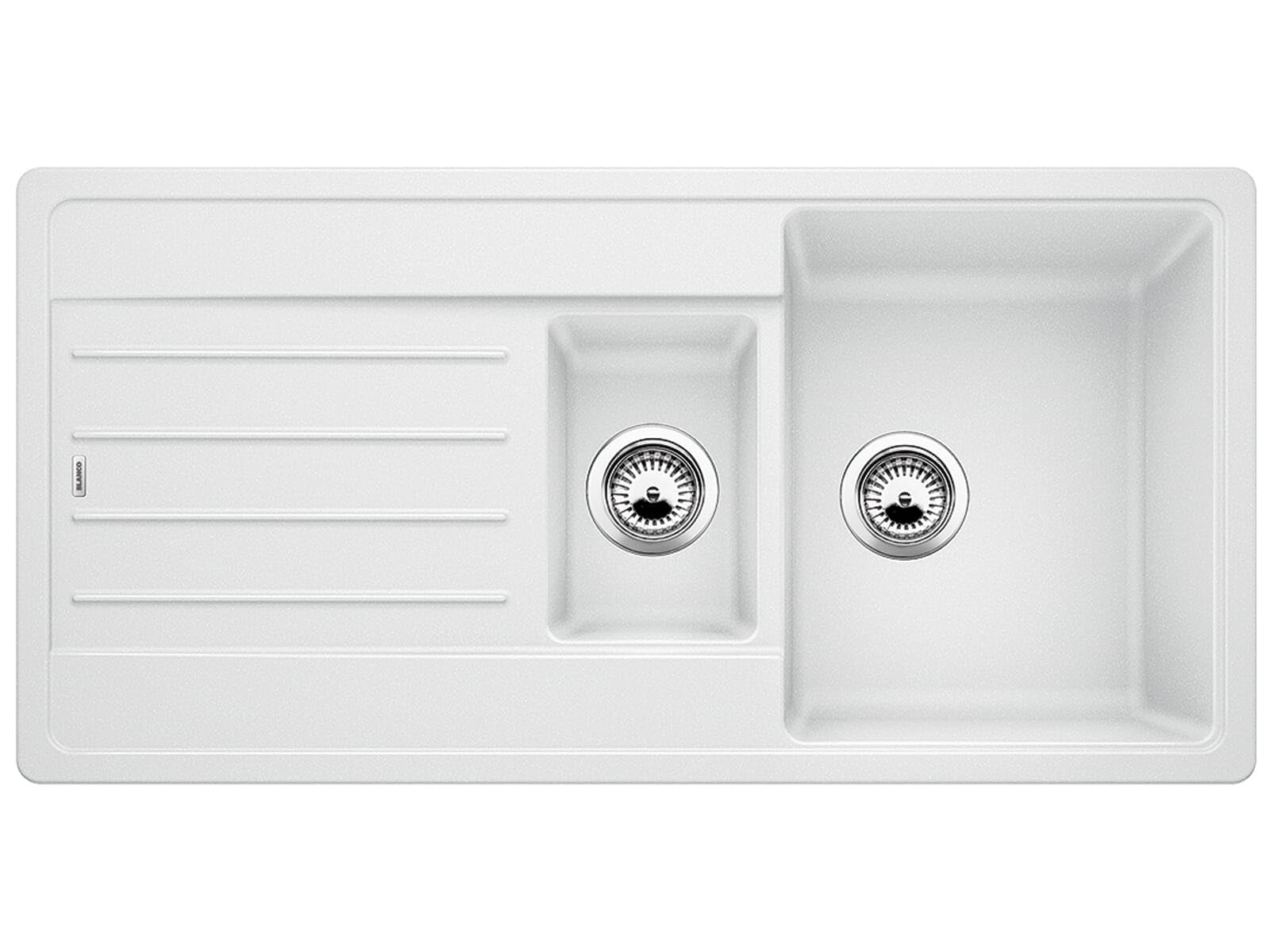 BLANCO Legra 6 S | SILGRANIT Granite Sink in White | Installation Type: Inset Installation from Above | Reversible | for 60 cm Wide Base cabinets | Large Bowl | Easy-Care Surface | [100x50x20.2 cm]