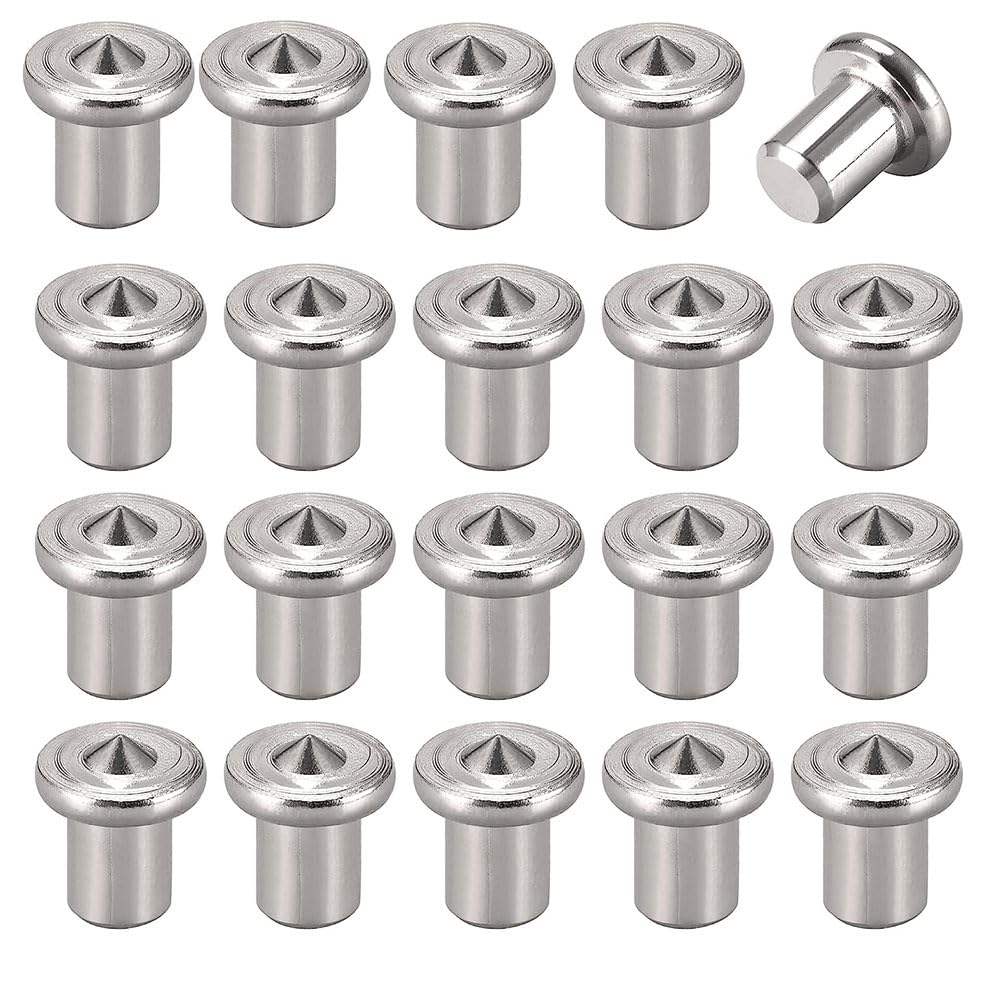 SKYPRO Set di 20 perni centrali per la lavorazione del legno, per lavori artigianali, in acciaio, perni di centraggio, per il trasferimento (6 mm)