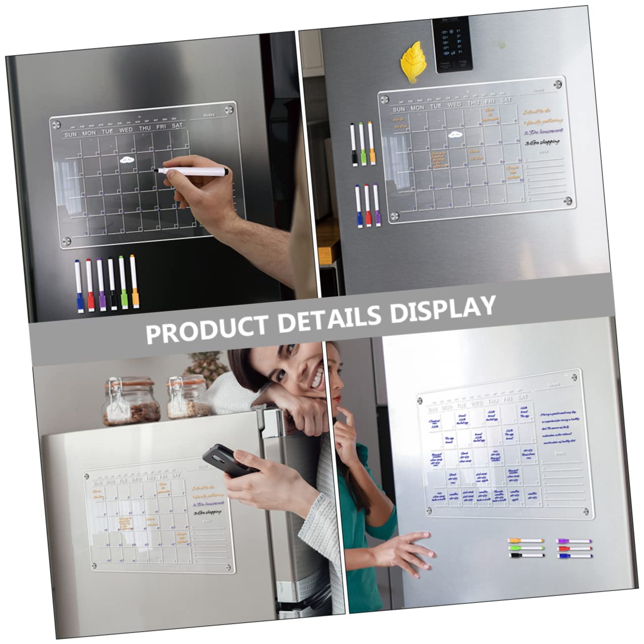 Tableau Magnétique Effaçable en Acrylique pour Bureau, Calendrier Hebdomadaire Aimanté Transparent, Planificateur Magnétique Pratique pour Réfrigérateur et Rappel D’horaire