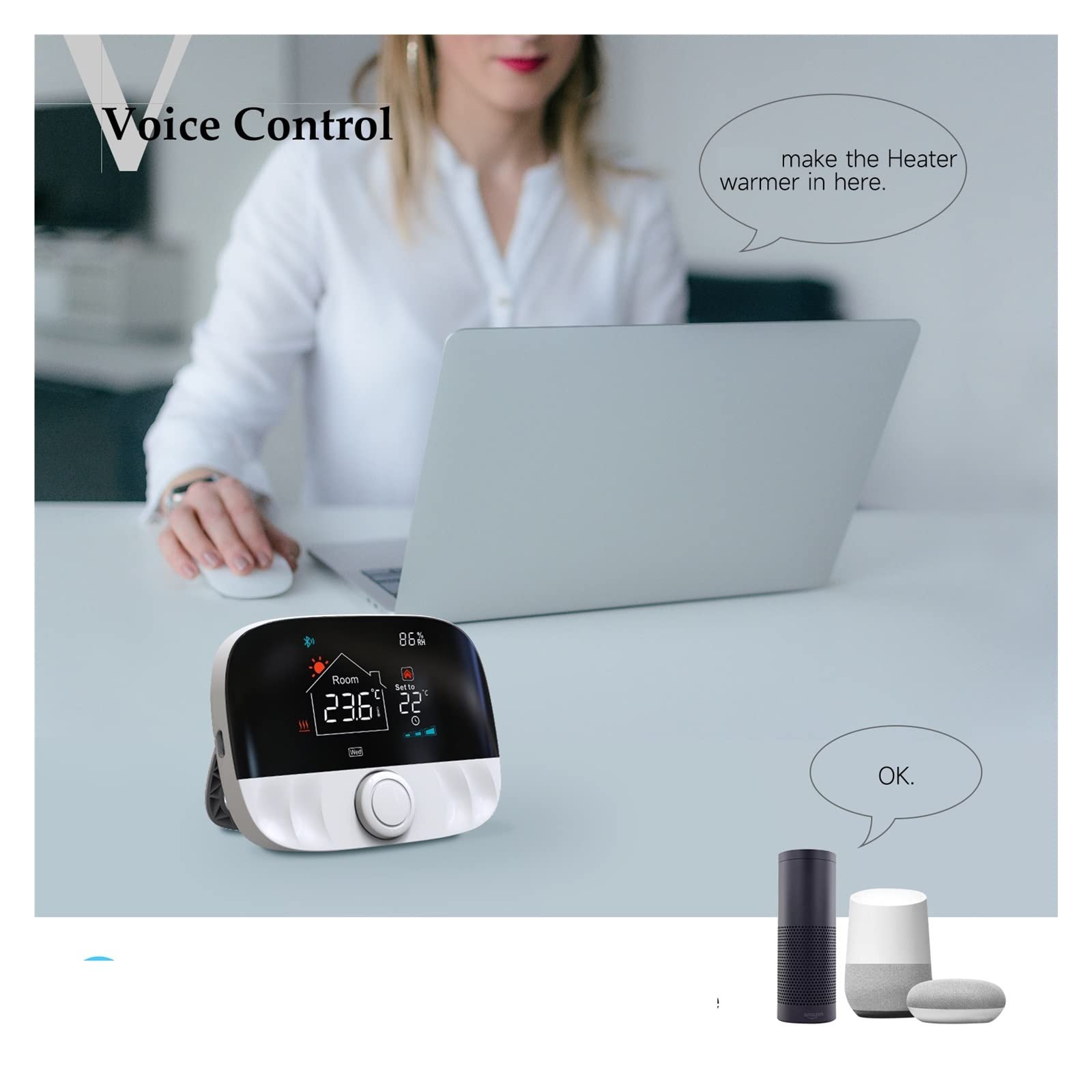 Termostato Inteligente, Termostato inalámbrico WiFi for Calentamiento de Caldera de Piso y Gas LCD Pantalla Controlador de Temperatura Ambiente Inteligente Inalámbrica