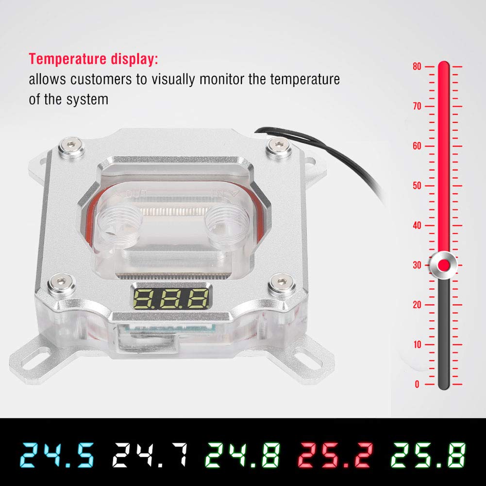 Blok Wodny do Chłodzenia Procesora z Wyświetlaczem Temperatury Blok Wodny Miedź Anoda PMMA Aluminium Precyzyjne Dopasowanie do LGA 1150 1151 1155 1156 2011 Chłodzenie Komputera Gier