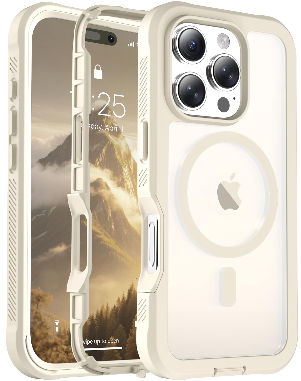 jaroco Magnetic for iPhone 16 Pro Case Heavy Duty Protection Antique White