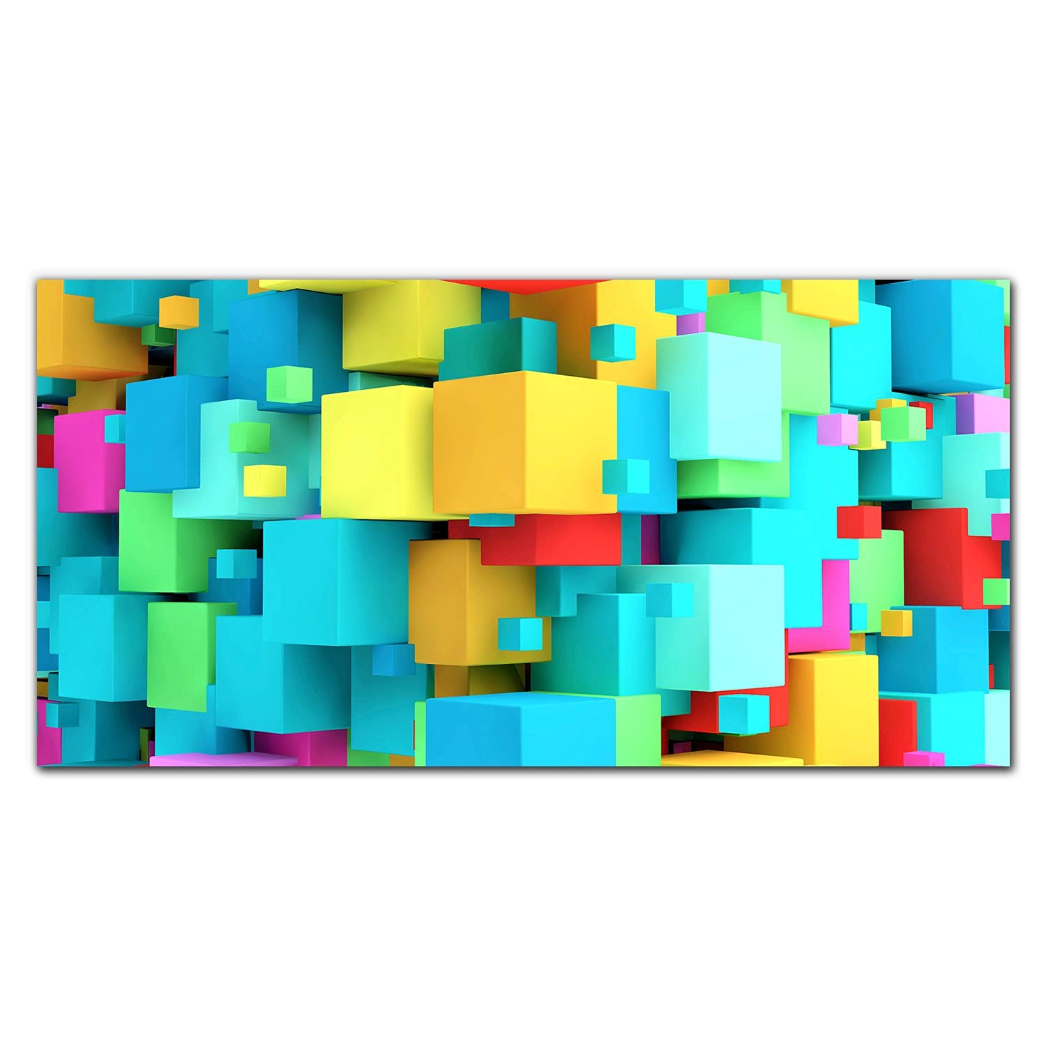 Crédence de cuisine en verre trempé 140x70cm design cubes pour protection murale