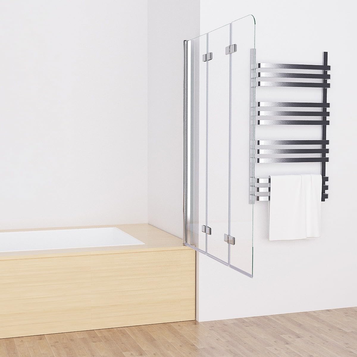 MIQU Paroi de Douche Pliable pour Baignoire 100 x 140 cm Verre ESG