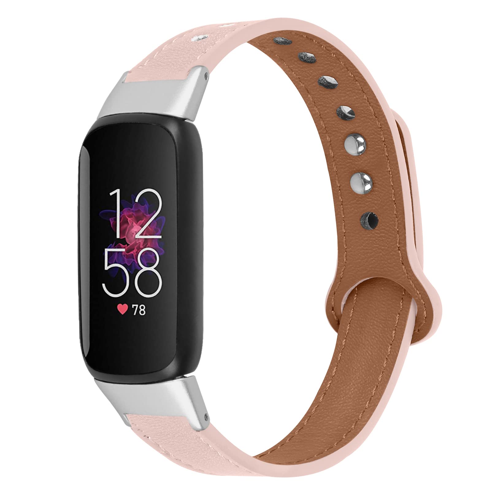 Hijiawee Replacement Strap for Fitbit Luxe Women Men, Genuine Leather Soft Wristband Strap for Fitbit Luxe/Fitbit Luxe SE Accessories Pink