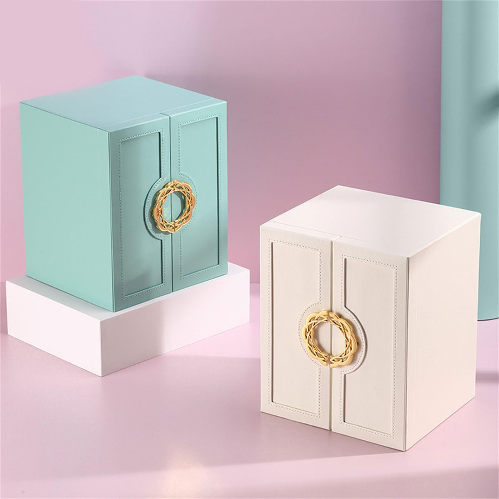 PANGBOER Joyero de piel sintética, elegante organizador de accesorios con múltiples compartimentos, terciopelo forrado, caja de almacenamiento de joyas, solución de organización de joyas