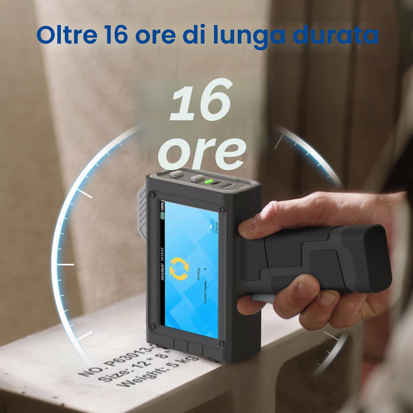 BENTSAI Stampante a getto d'inchiostro Portatile BT-HH6205B con16H di Autonomia per Stampa di Lotto, Data, Logo, Numero di Serie, QR su Vari Materiali Cartone Legno Plastica Metallo