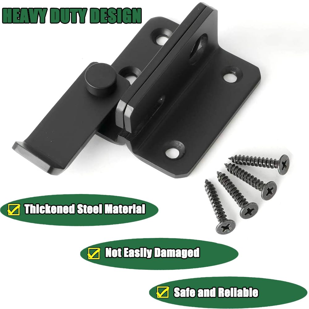 ZiYuya Flip Latch Gate Latches Slide Bolt Latch Safety Door Lock Catch for Barn Cabinet Garden Bathroom Garage Window Sliding Door Shed Lock (Black - Image 2