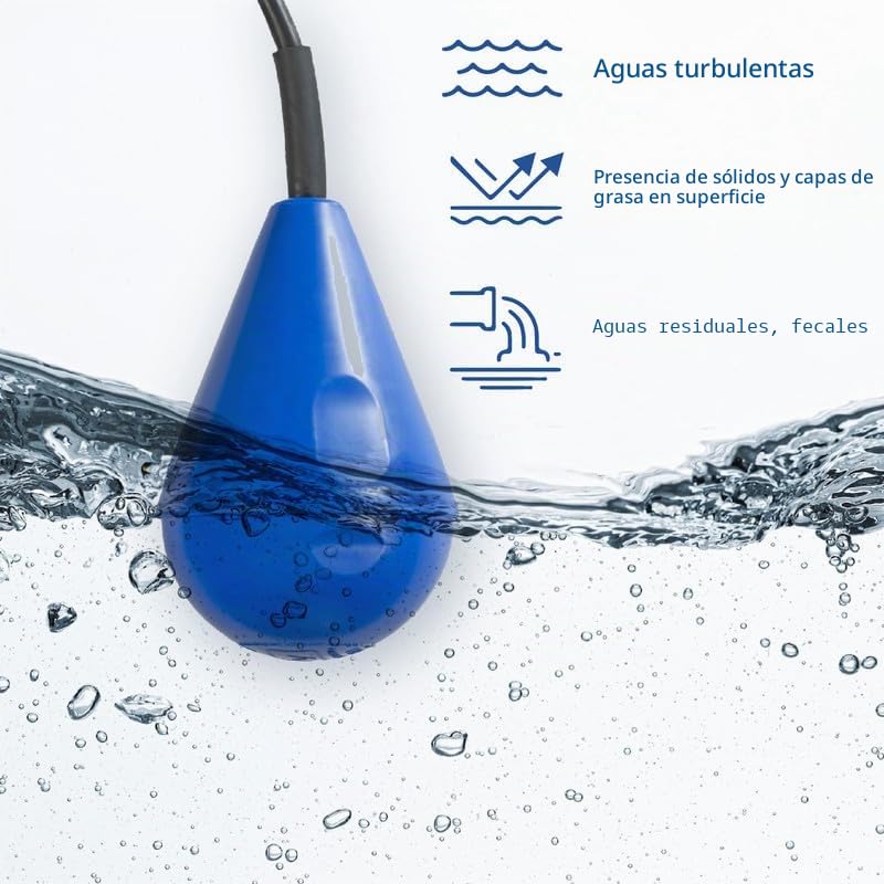 Interruptor de Flotador E-FLY 10 m, Regulador de Nivel para Aguas Residuales y Turbulentas, Control de Nivel para Bombas, Made in Italy