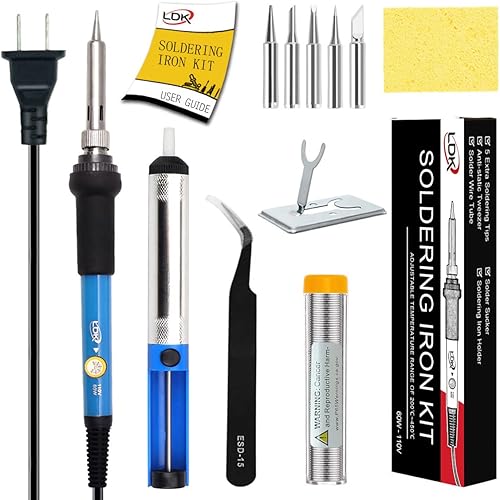 LDK Kit de soldador electrĂłnico actualizado Juego completo de 60 W y 110 V herramienta de soldadura de temperatura ajustable con 5 puntas diferentes LDK Kit de soldador electrĂłnico actualizado Juego completo de 60 W y 110 V herramienta de soldadura de temperatura ajustable con 5 puntas diferentes