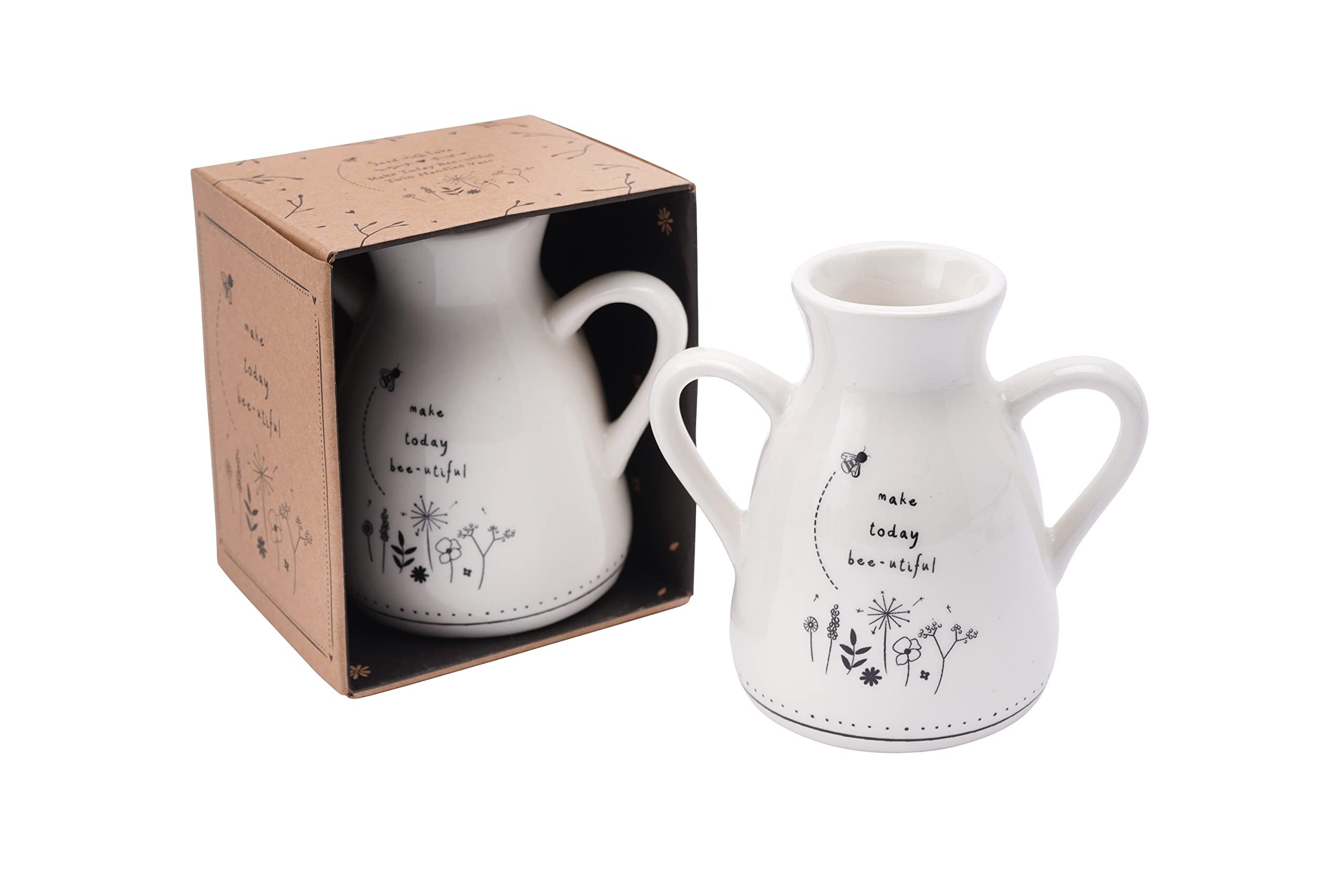 Twin Handle Ceramic Bud Vase | 'Make Today Bee-utiful' | Home Gift Box