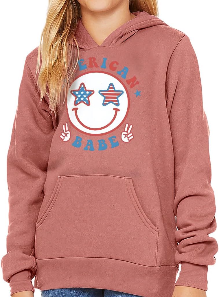 Smiley Face American Babe Kids' Hoodie - Independence Day Clothing - Girl Clothing