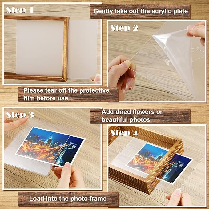 Image of Abhikalpya Art studio A4 Floating Wooden Frame 8x12 inch Empty for any plant leaf decoration, picture, DIY Gift item 30.48 X 20.32 Centimeters (Wooden) (Table top)