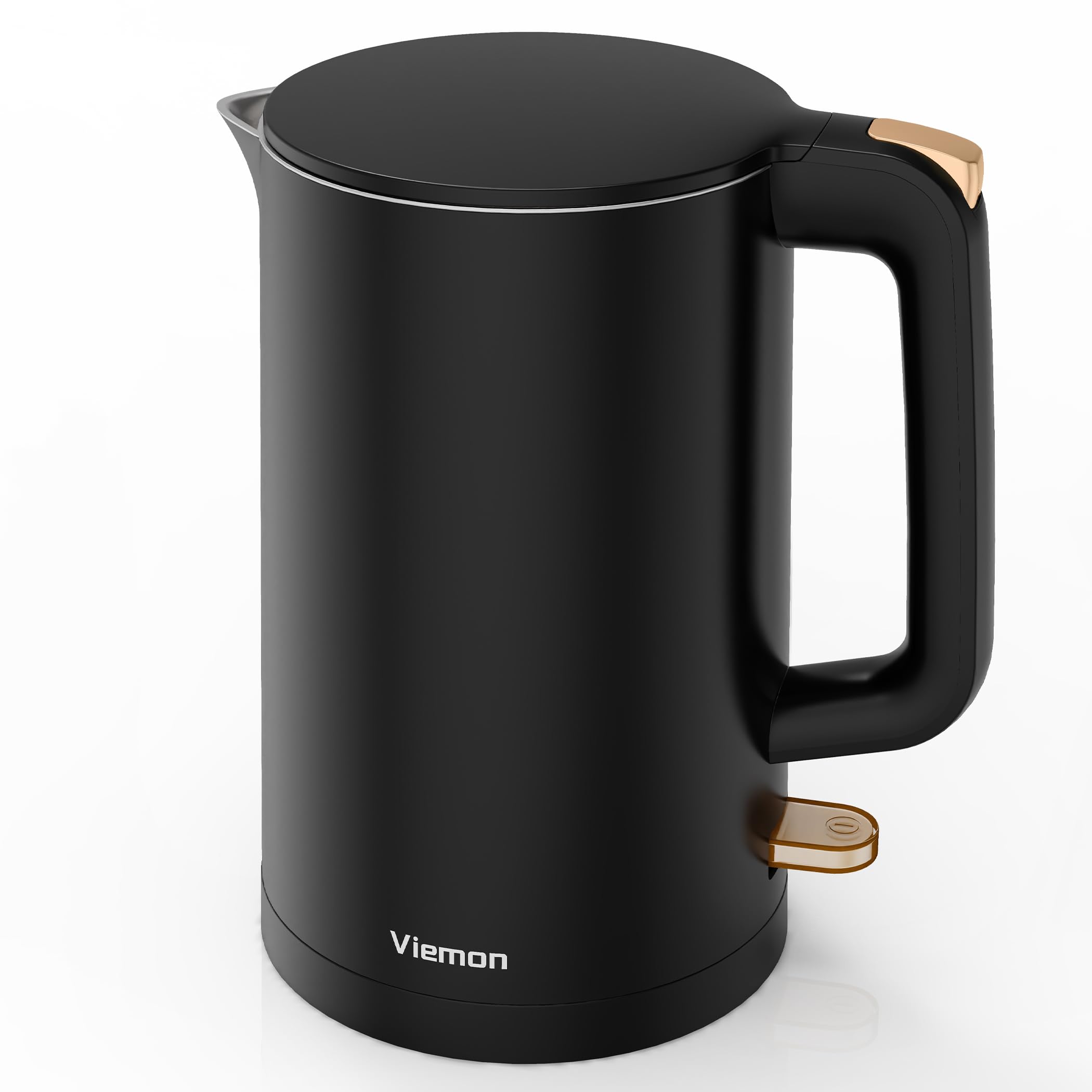 Electric Kettle, 1.7L Double Wall Stainless Steel Cool Touch, Water Boiler & Heater, 1500W Hot Tea Pot, Auto Shut-Off & Boil Dry Protection, BPA-Free, Cordless Base & LED Indicator, Black