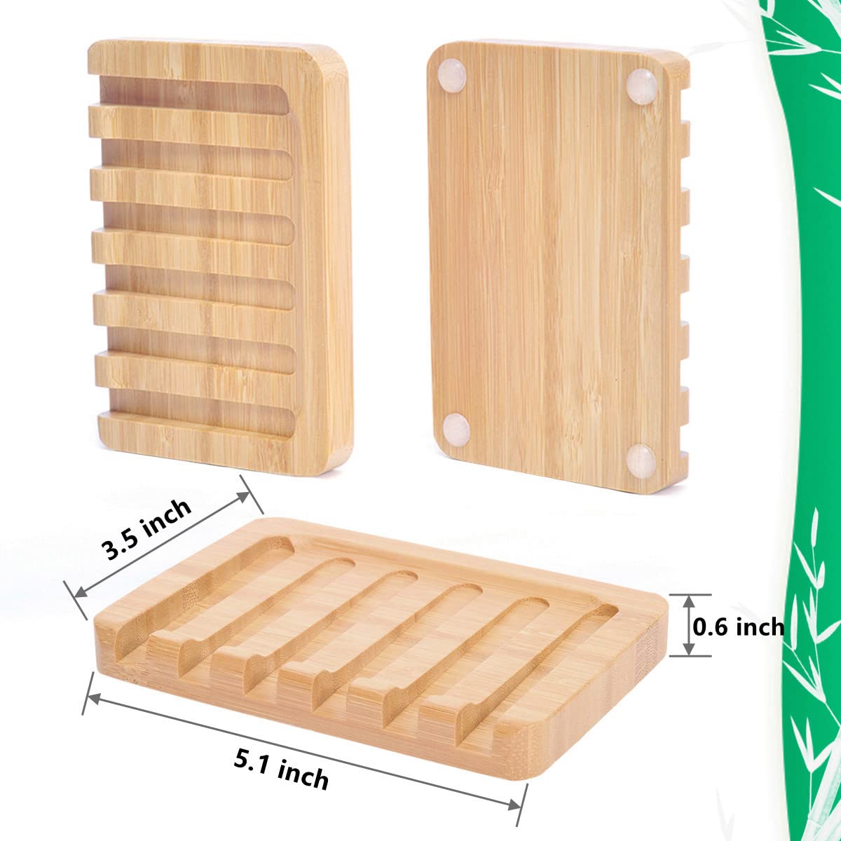 Paquete de 3 jaboneras de bambú, soporte de jabón de barra con bandeja autodrenante, ahorro de jabón de drenaje de cascada natural, utilizado para baño, cocina