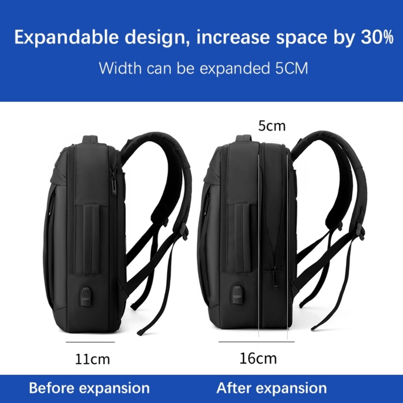 Mochila escolar Zaino per Laptop Aziendali, Multifunzionale Impermeabile Notebook con Porta di Ricarica, Borsa da Libro Scuola E Viaggio degli Uomini