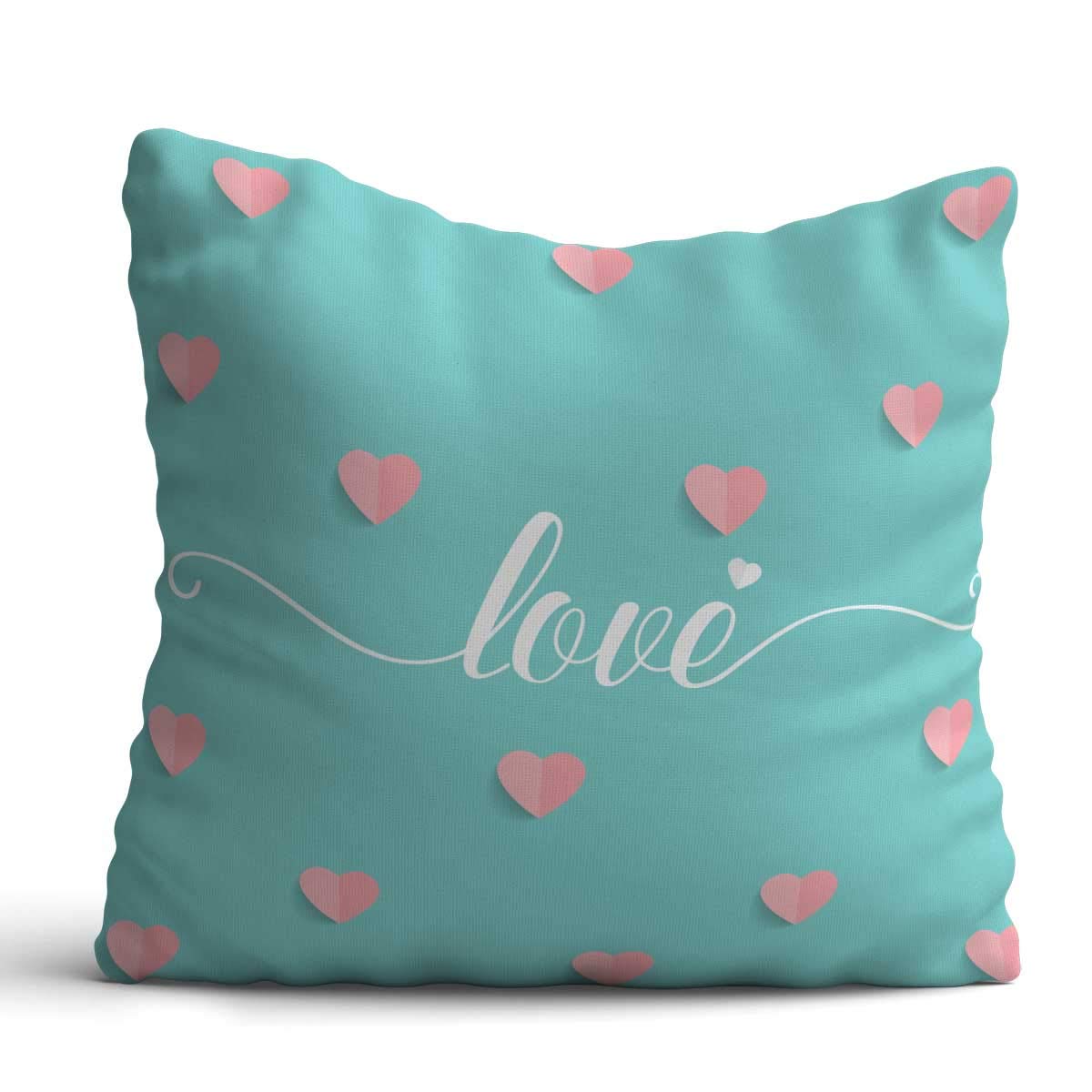 Giftcart Polyester Love Cushion Cover In Blue Love For Valentine, 12 X 12 Inches