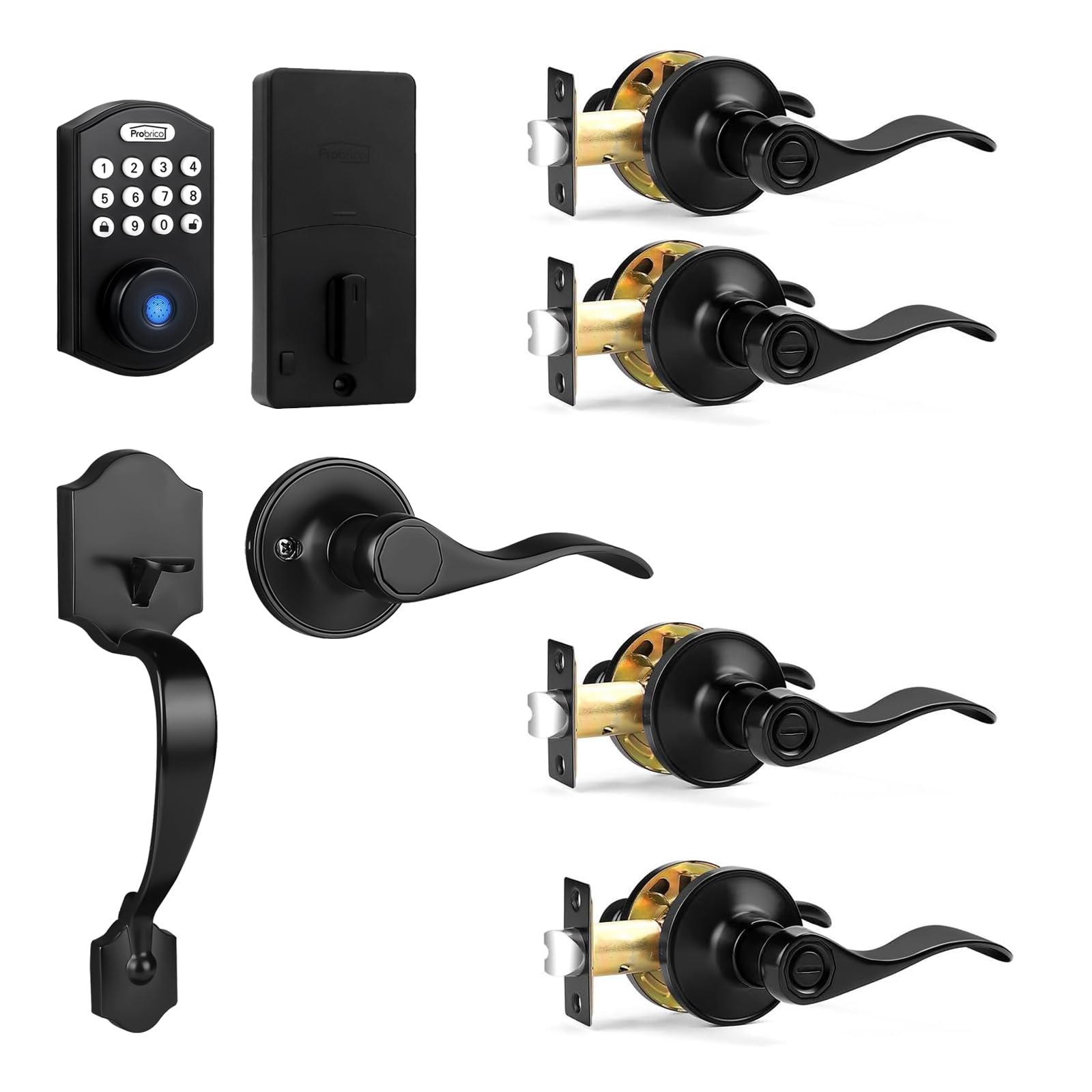 Probrico Smart Door Handleset and 4pack Privacy Door levers