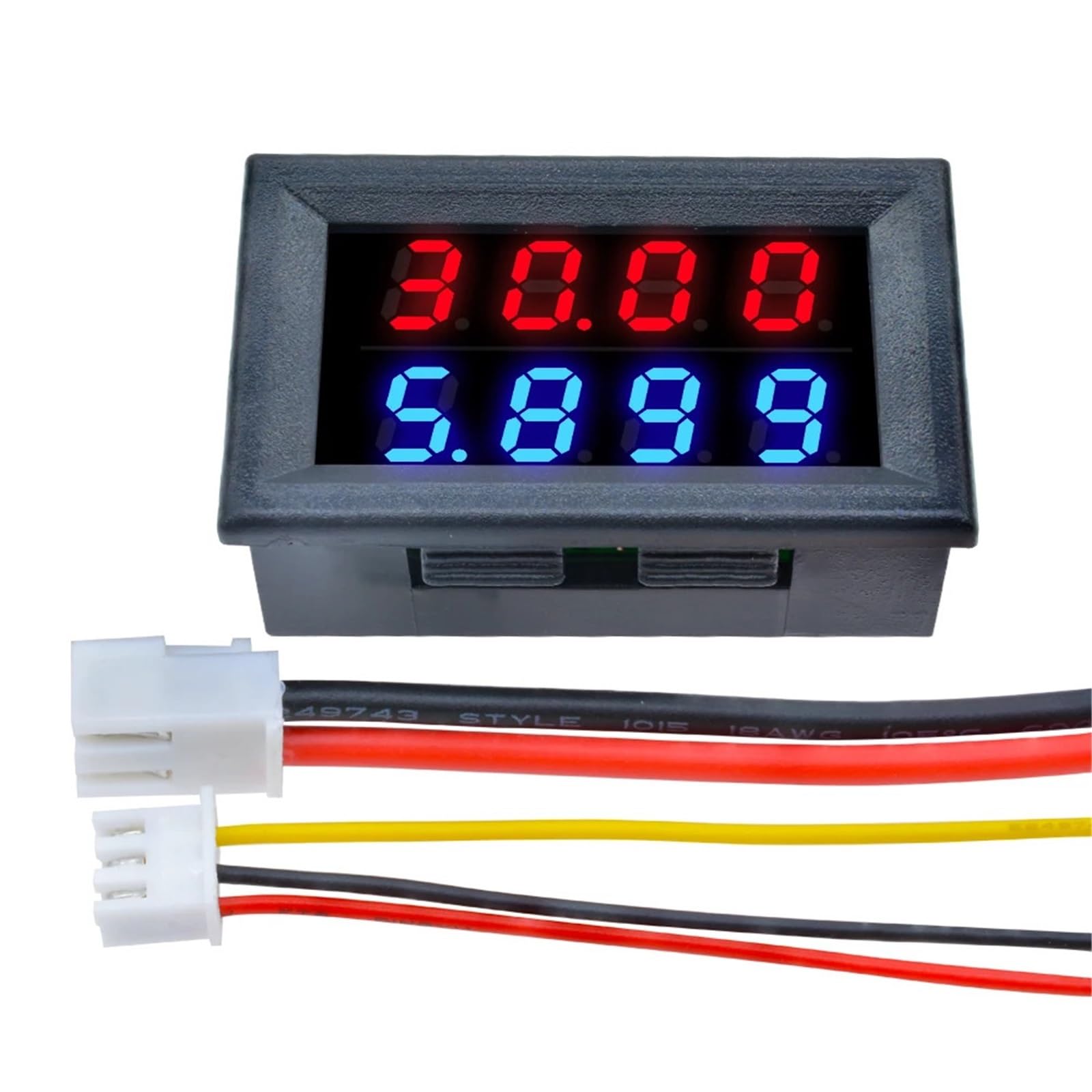 10 Stück 0,28 Zoll LED Digital Amperemeter 3/4 Bit 5 Drähte DC 100 V/200 V 10 A Spannungsmessgerät Spannungsprüfer Tester Blau Rot Dual Display (4bit rot blau, 200 V 10 A)
