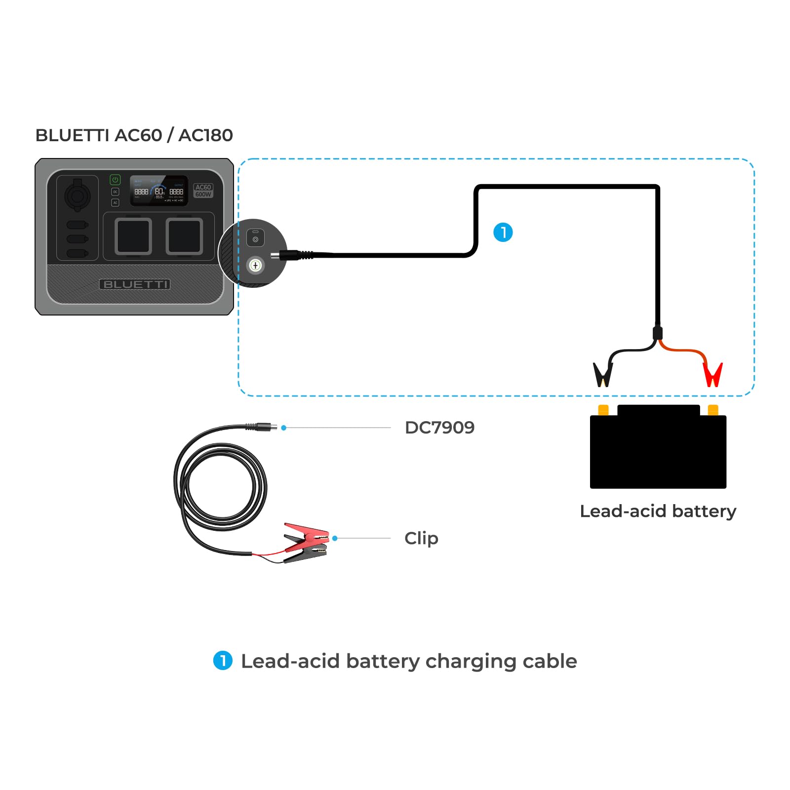 Amazon.com: BLUETTI Cable de carga de batería de plomo-ácido