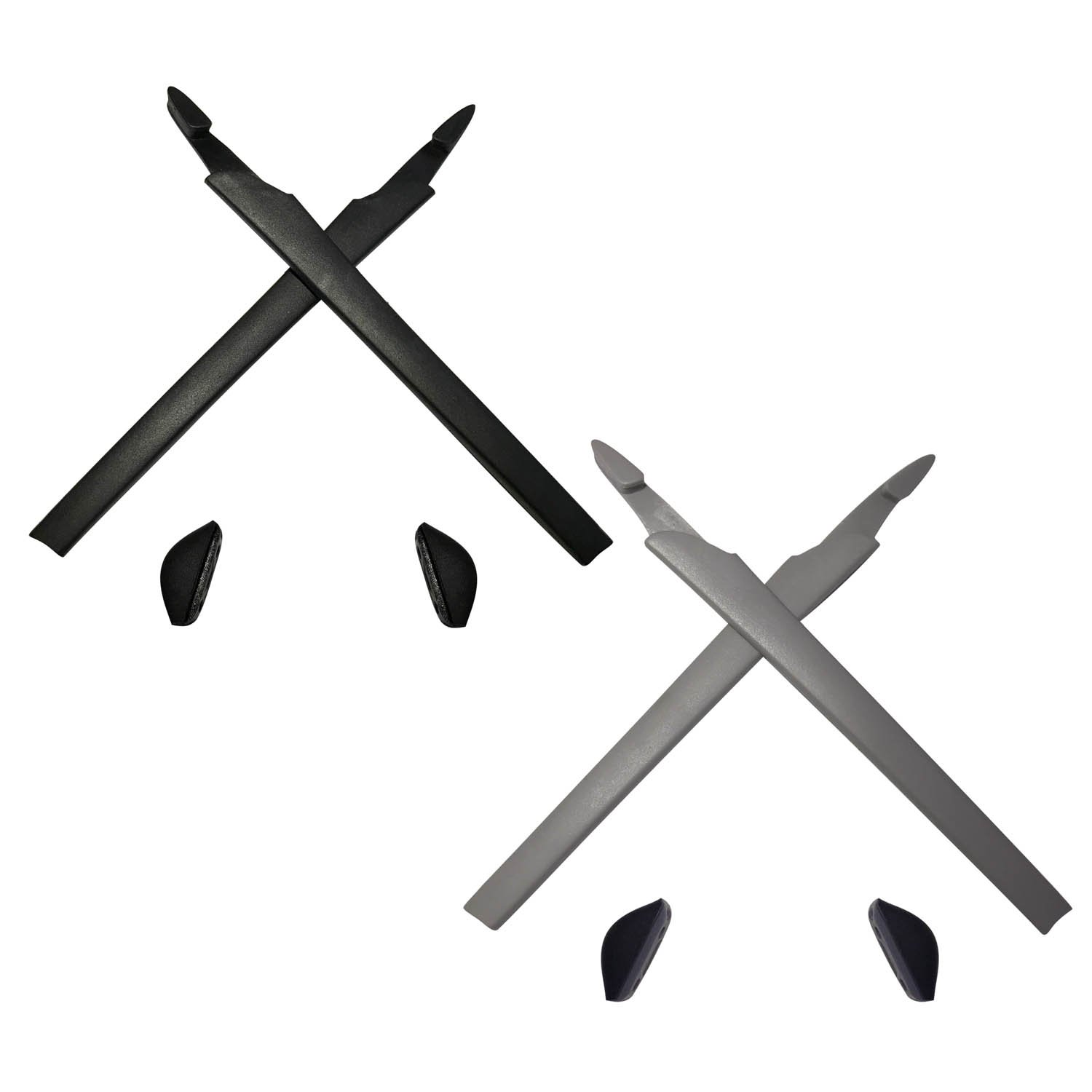 HKUCO Black/Grey Replacement Silicone Leg Set For Crosslink Sunglasses Earsocks Rubber Kit