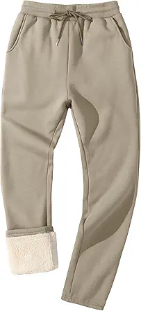 Flygo Men's Fleece Lined Sherpa Sweatpants Winter Warm Pants Jogger Lounge Athletic Pant with Pockets