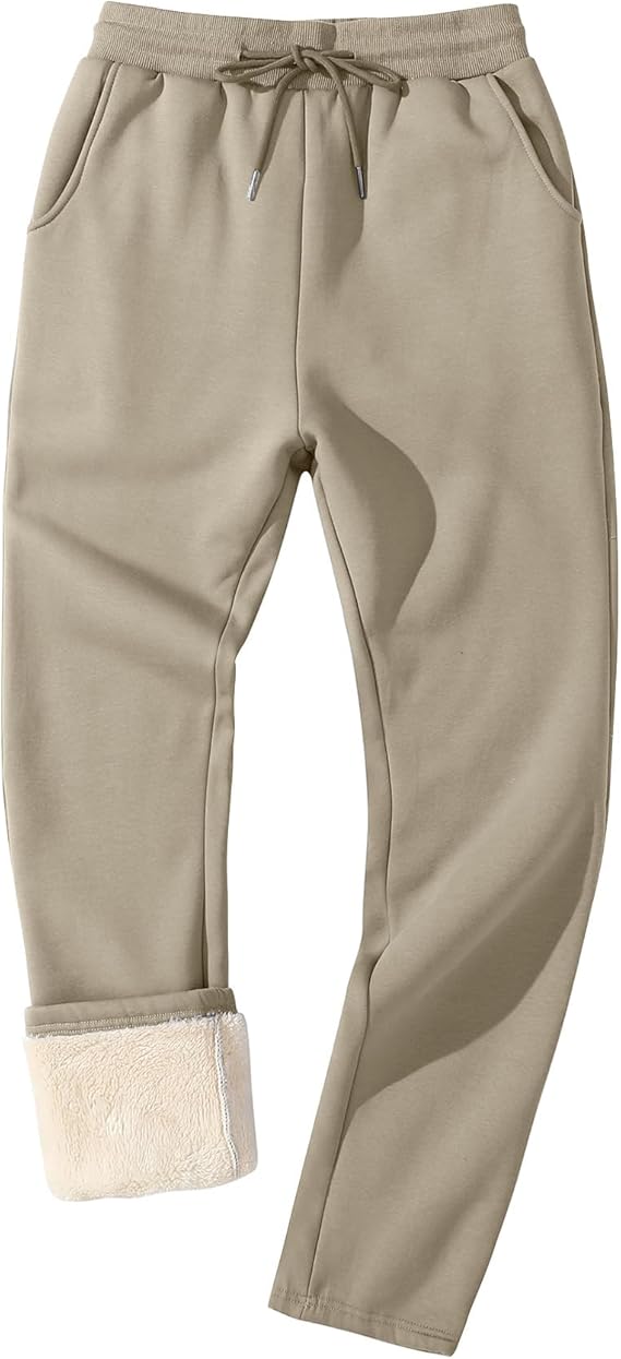 Flygo Men's Fleece Lined Sherpa Sweatpants Winter Warm Pants Jogger Lounge Athletic Pant with Pockets