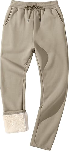 Flygo Men's Fleece Lined Sherpa Sweatpants Winter Warm Pants Jogger Lounge Athletic Pant with Pockets