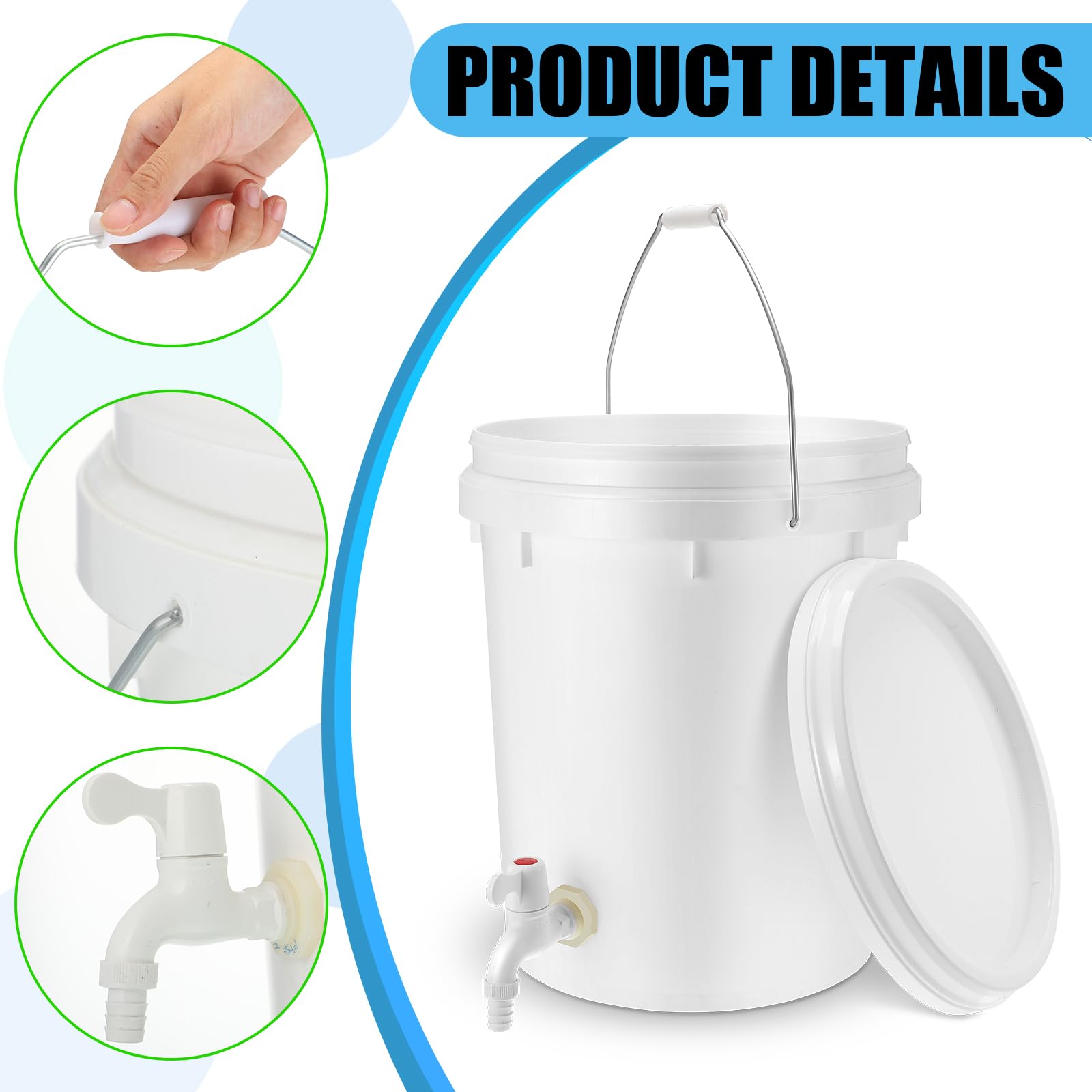 Maxcheck 3 Pack 5 Gallon Bucket with Spigot and Lid, Plastic Drink Dispenser with Bottling Spigot, 5 Gallon Bucket Spigot for Self Service Catering and More