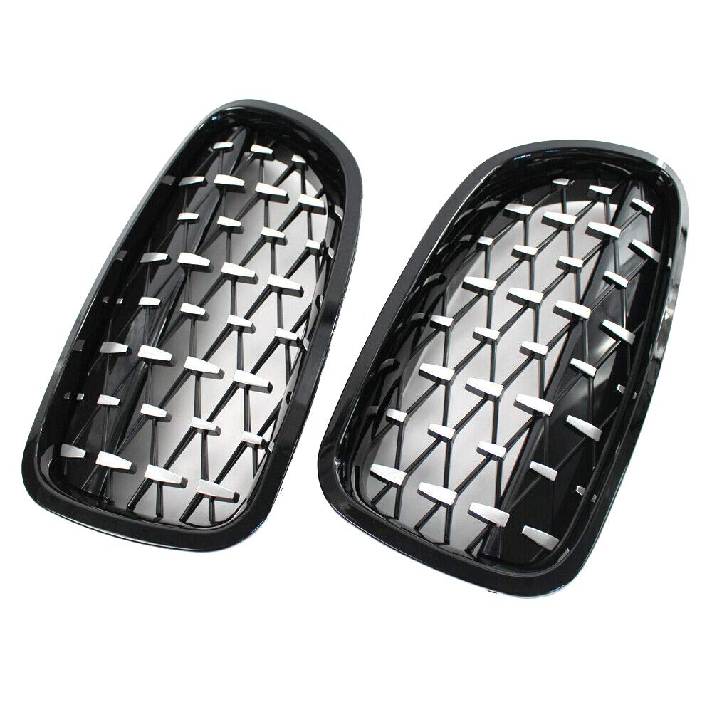 Per Berlina 2010-2016 F10 F11 F18 Paraurti anteriore per rene Twin FIns Grille Serie 5 520i 520d 525d 525i 530d 535i 550i-Diamante nero lucido(paio)