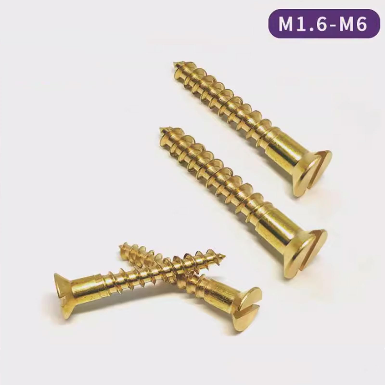 Tornillos de Auto-Tocado de Cabeza Plana M1.6-M6, Tornillos de Oro de Cobre Puro, Disco de Tornillo de Tornillo de Cabeza Plana