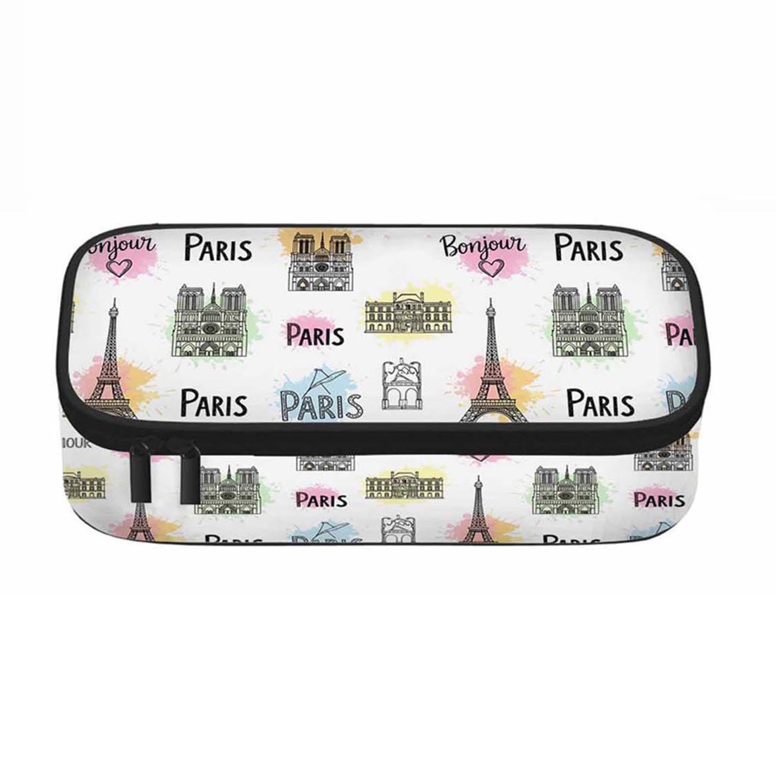 Xuwenz Paris Theme Pencil Case Eiffel Tower Pen Bag Pouch Box Organizer for College School Students Boy Girl