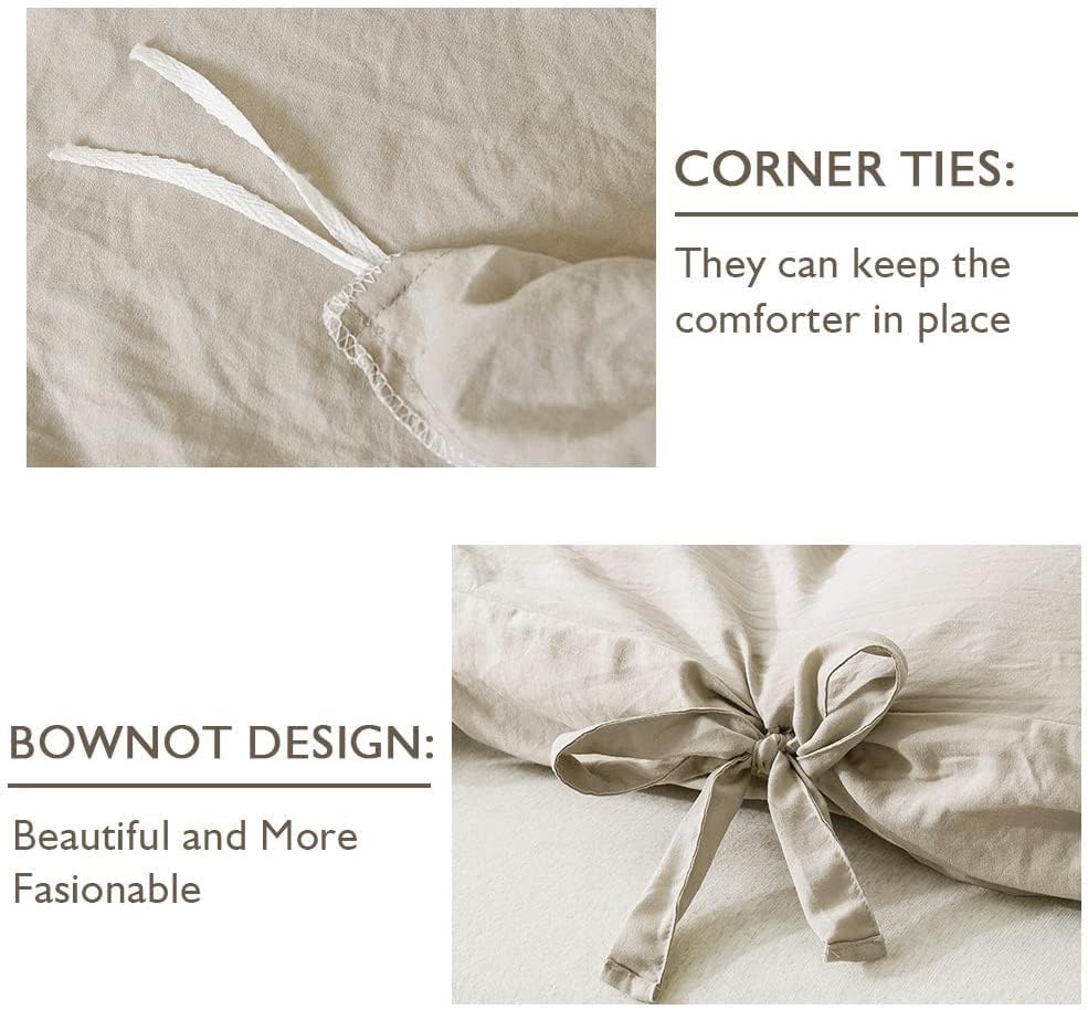 Miniatura 5 de annadaif - Juego de funda de edredón (algodón, 2-3 piezas (1-2 fundas de almohada, 1 funda de edredón), diseño de lazo ultra suave, para hombres,